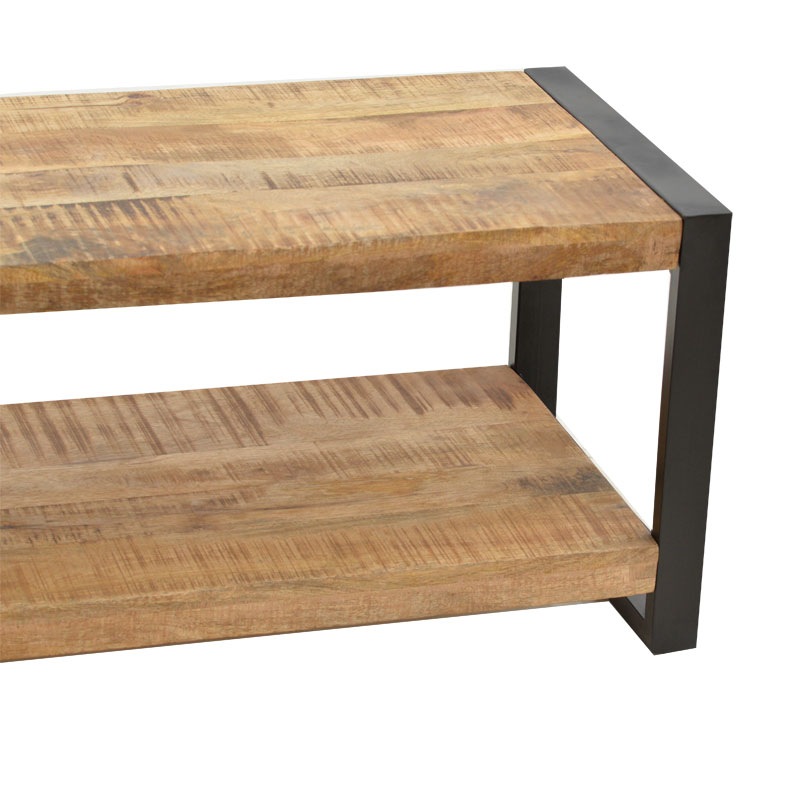 Tavolinë kafeje Miles pakoworld dru mango masiv natyral-i zi 100x45x45.5cm