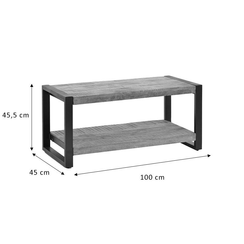 Tavolinë kafeje Miles pakoworld dru mango masiv natyral-i zi 100x45x45.5cm
