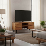 Komodinë TV Dervie pakoworld dru masiv akacie natyrale 130x43.5x66.5cm