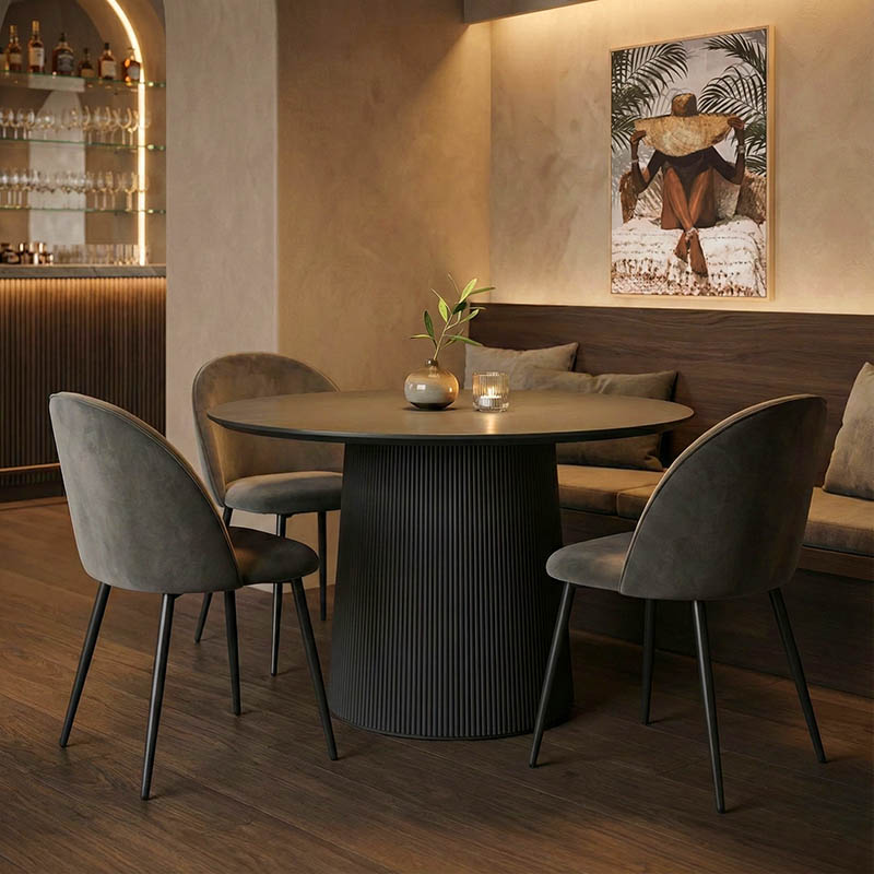 Tavolinë Canicule pakoworld dru masiv akacie në nuancë të zezë D150x75cm