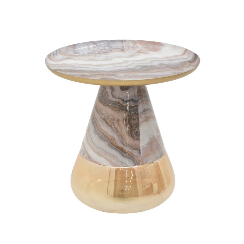 Tavolinë kafeje Boundar Inart metal-xham gri-ar D50x49cm