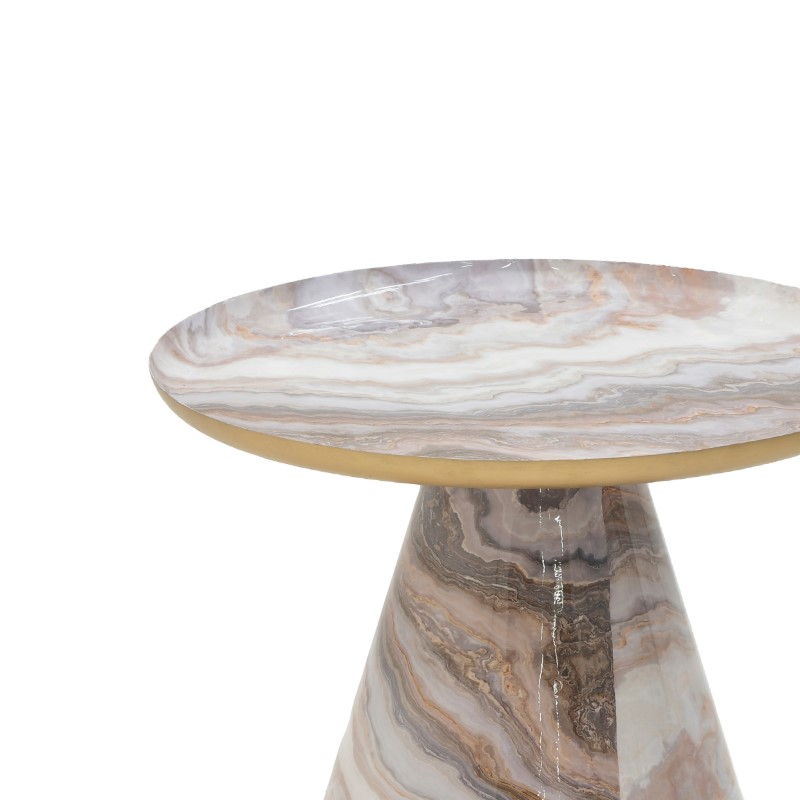Tavolinë kafeje Boundar Inart metal-xham gri-ar D50x49cm