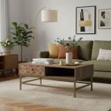 Tavolinë kafeje Brilo Inart dru kafe-ar 101x59x43cm