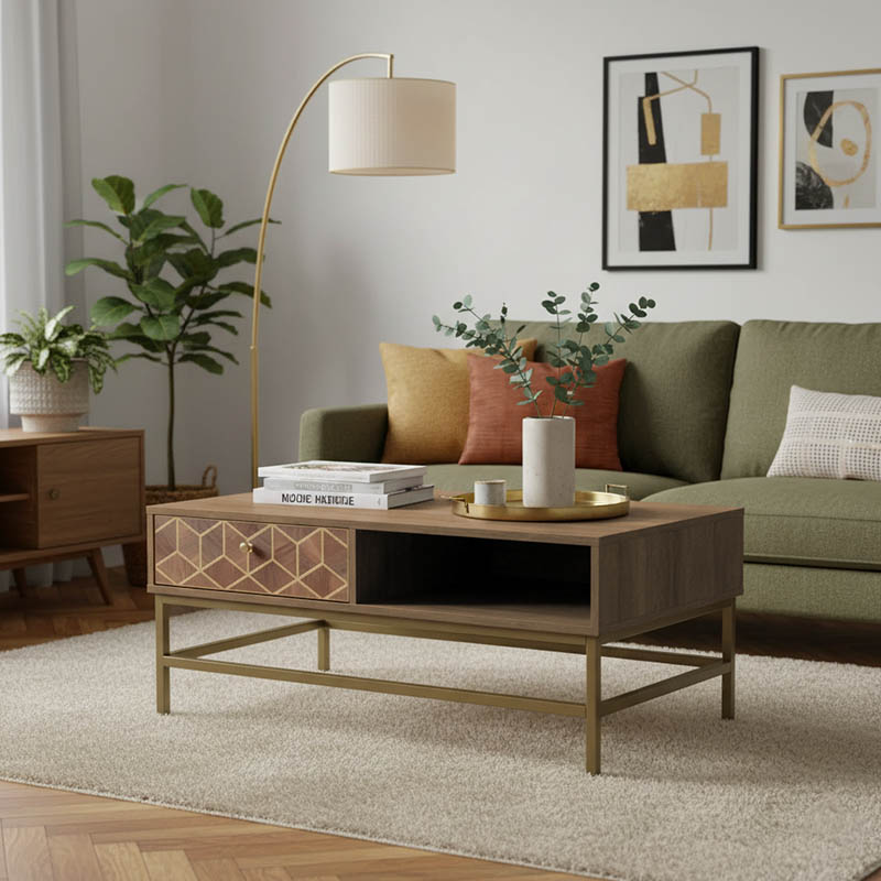 Tavolinë kafeje Brilo Inart dru kafe-ar 101x59x43cm