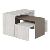 Set tavolinash kafeje Kantar pakoworld me 3 copë në ngjyrë të bardhë antike - mokë 65x30x39cm