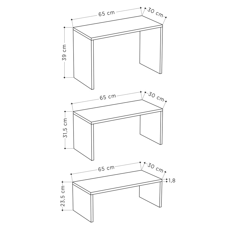 Set tavolinash kafeje Kantar pakoworld me 3 copë në ngjyrë të bardhë antike - mokë 65x30x39cm