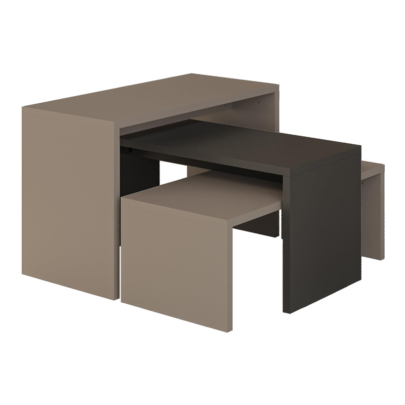 Set tavolinash kafeje Kantar pakoworld me 3 copë në ngjyrë antracit - moka 65x30x39cm