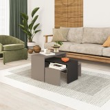 Set tavolinash kafeje Kantar pakoworld me 3 copë në ngjyrë antracit - moka 65x30x39cm