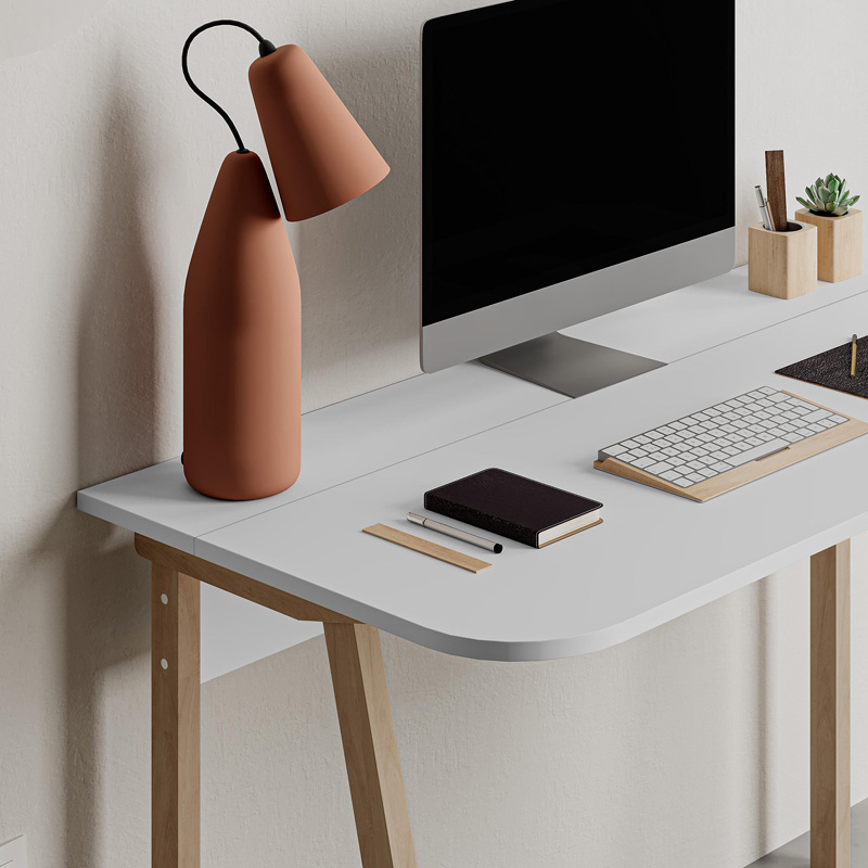 Tavolinë studimi Malia pakoworld në ngjyrë të bardhë-natyrale 120x60.5x75cm