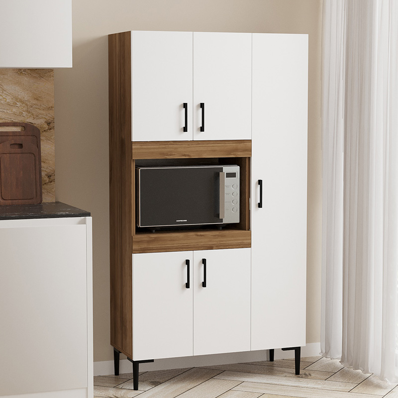 Kabinet kuzhine Defne pakoworld në ngjyrë të bardhë-arre 89x37.5x160cm
