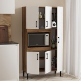 Kabinet kuzhine Defne pakoworld në ngjyrë të bardhë-arre 89x37.5x160cm