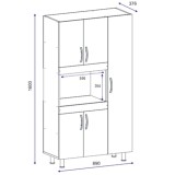 Kabinet kuzhine Defne pakoworld në ngjyrë të bardhë-arre 89x37.5x160cm