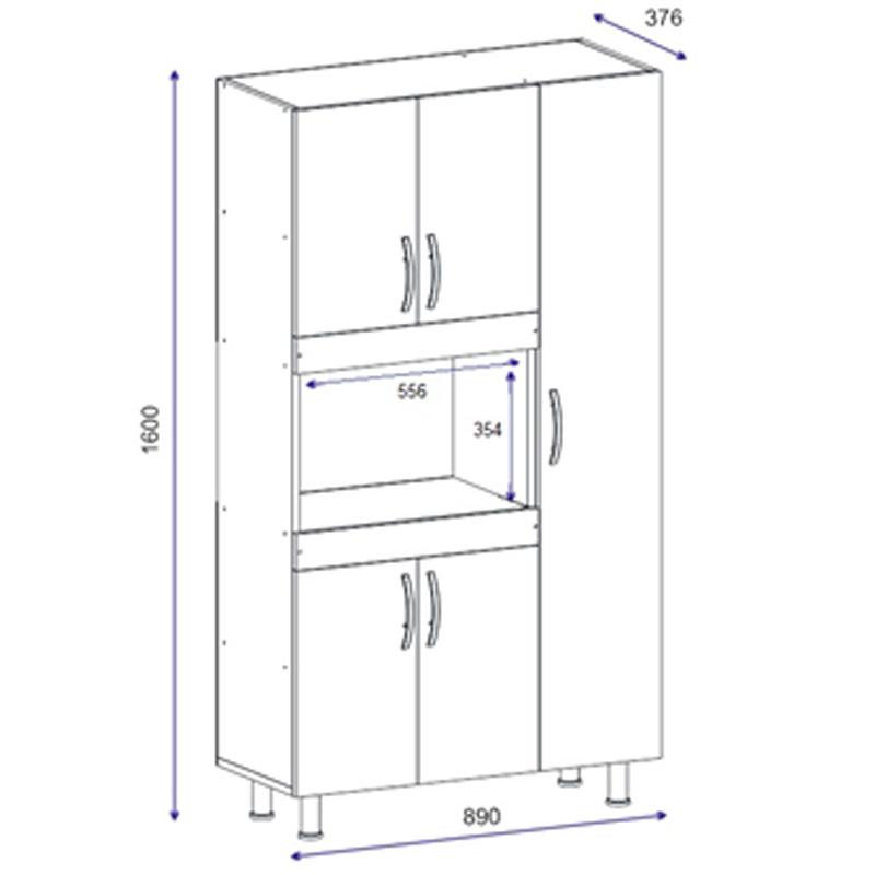 Kabinet kuzhine Defne pakoworld në ngjyrë të bardhë-arre 89x37.5x160cm