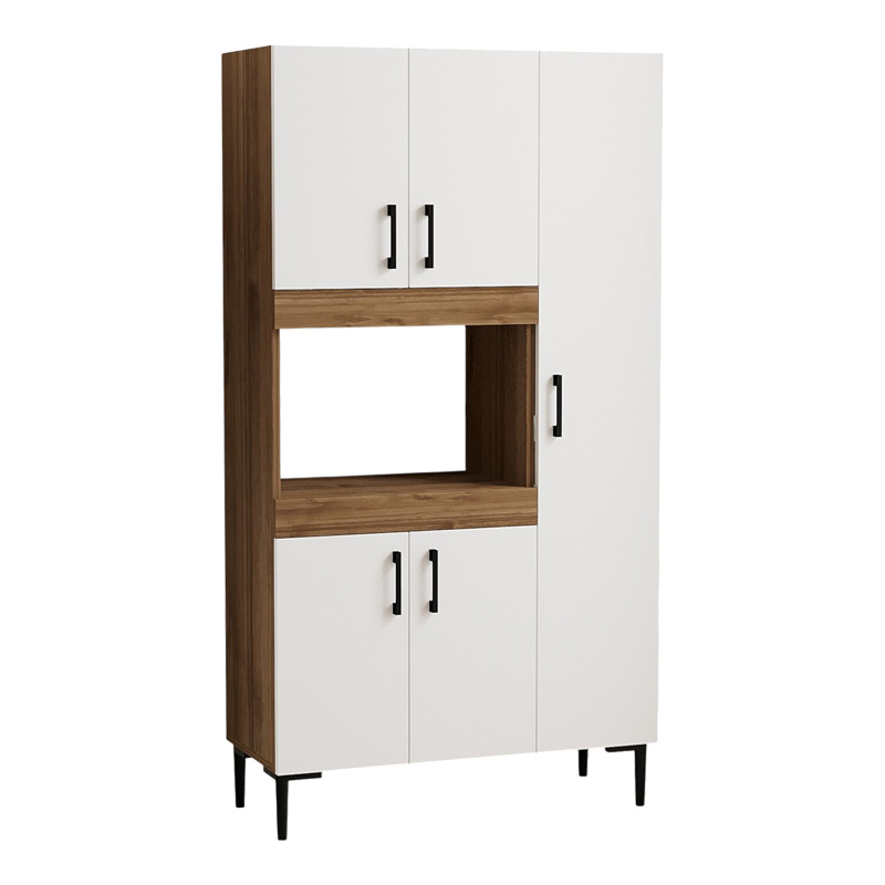 Kabinet kuzhine Defne pakoworld në ngjyrë të bardhë-arre 89x37.5x160cm