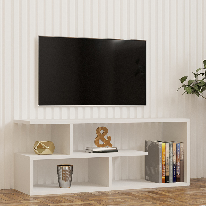 Stendë TV Waldo pakoworld melamine e bardhë 100x29.5x40cm