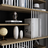 Bibliotekë Gassim pakoworld e zezë-arrë-e bardhë 80x24.6x160cm