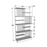 Bibliotekë Gassim pakoworld e zezë-arrë-e bardhë 80x24.6x160cm