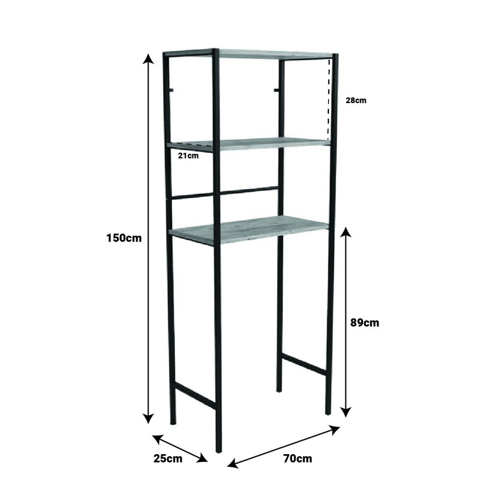 Dollap lavanderie Zermin pakoworld metal-melaminë natyral-i zi 70x25x150cm