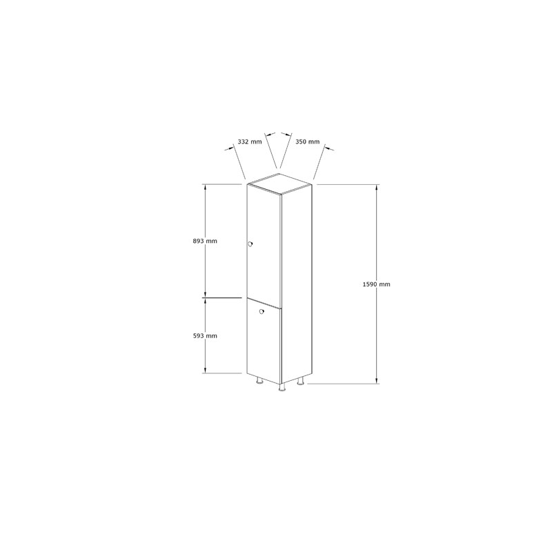Dollap Gingo pakoworld melamine e bardhë 33x35x159cm
