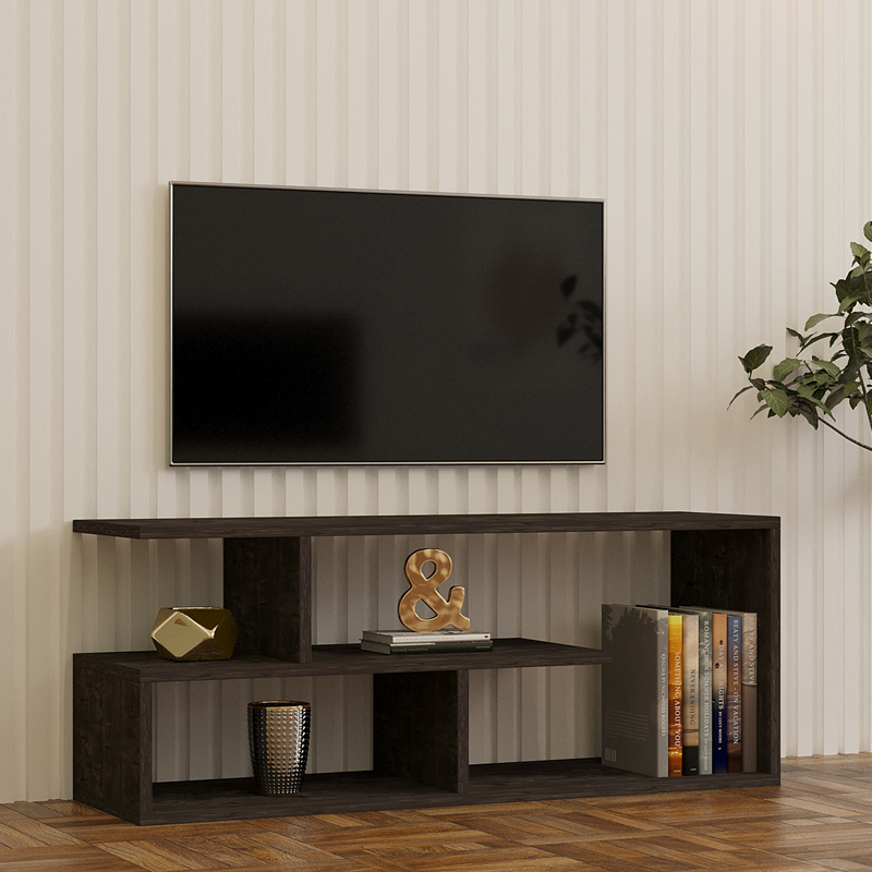 Mbajtëse TV Waldo pakoworld melaminë e zezë-gri e errët 100x29.5x40cm