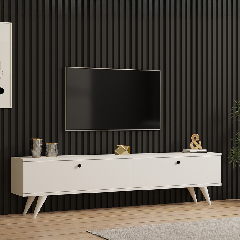 Komodinë TV Jate pakoworld në të bardhë 160x25x40cm