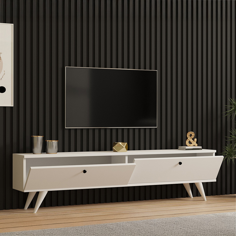 Komodinë TV Jate pakoworld në të bardhë 160x25x40cm