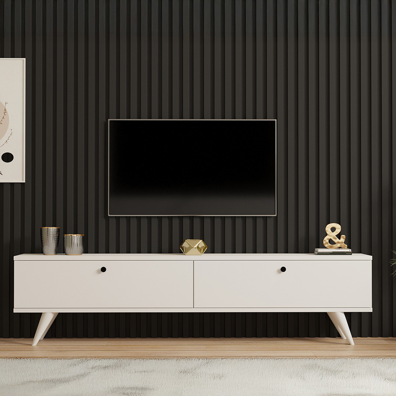 Komodinë TV Jate pakoworld në të bardhë 160x25x40cm