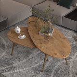 Tavolinë kafeje Monty pakoworld 2 copë në nuancë arre 116x46x46cm