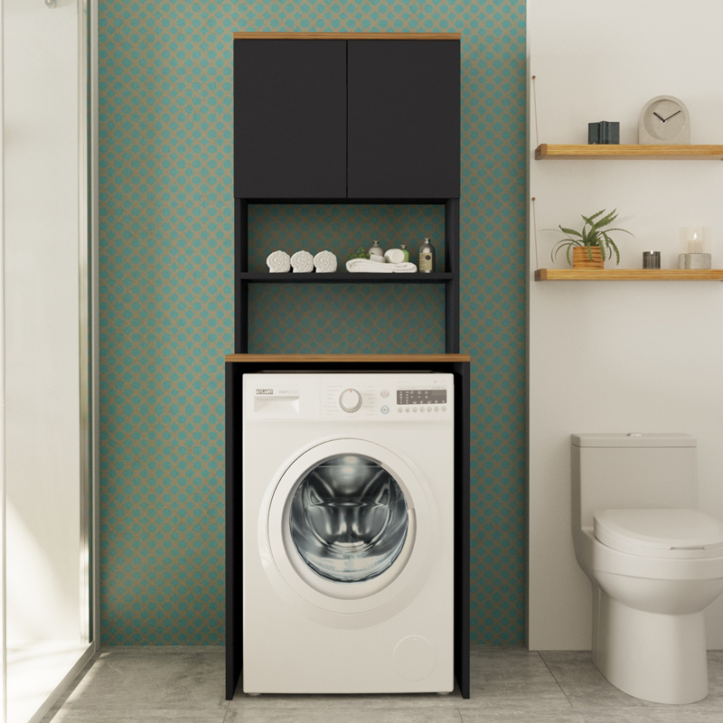 Kabinet lavanderie Rano pakoworld antracit-arrë 65x60x184cm