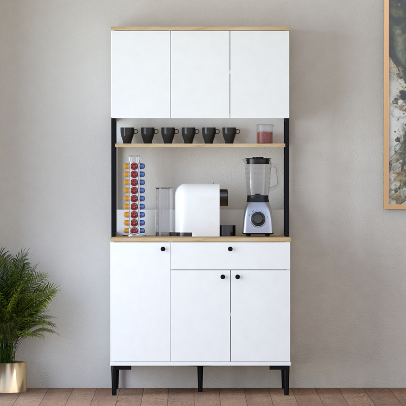 Dollap kuzhine Lenner pakoworld i bardhë-sonoma 90x45x184cm
