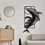 Dekor muri Whale pakoworld metal i zi 38x0.15x50cm
