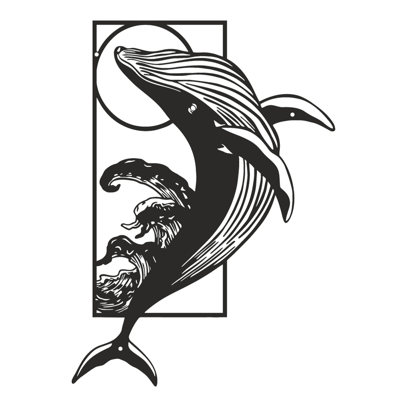 Dekor muri Whale pakoworld metal i zi 38x0.15x50cm