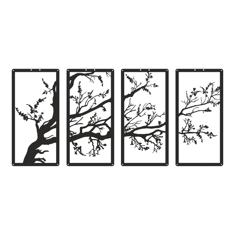 Dekor muri Zenta pakoworld set me 4 copë metal i zi 20x0.15x50cm