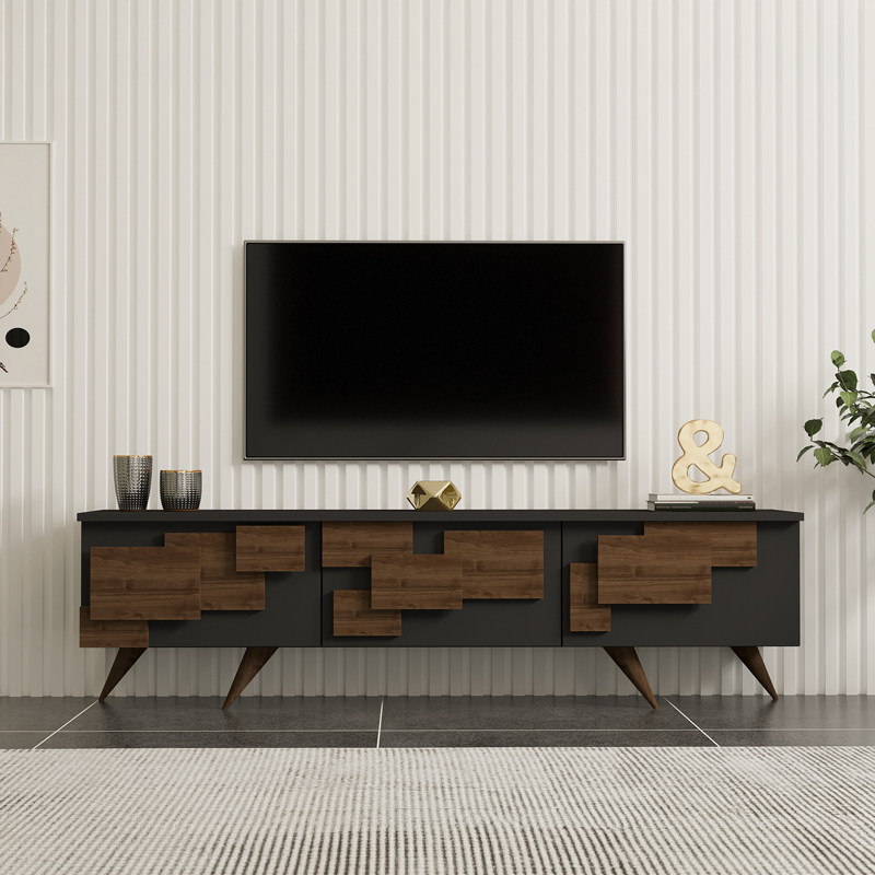 Stendë TV Trida pakoworld arrë me ngjyrë antracit 160x35x45cm