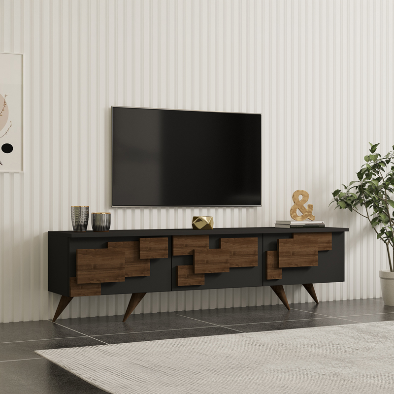 Stendë TV Trida pakoworld arrë me ngjyrë antracit 160x35x45cm