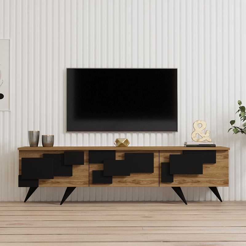 Mbajtëse TV Trida pakoworld lis me ngjyrë të zezë 160x35x45cm