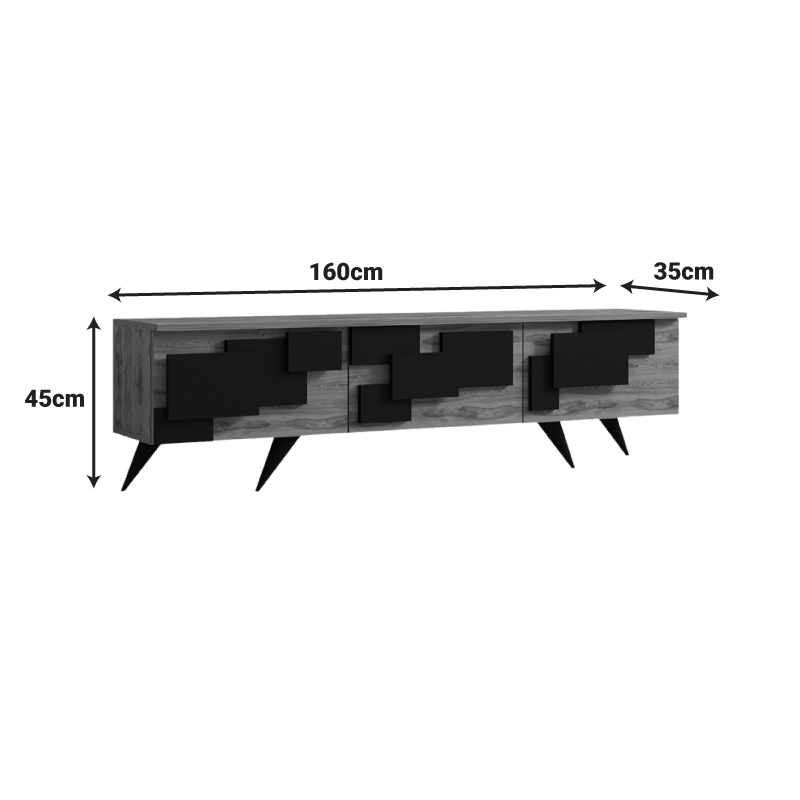 Mbajtëse TV Trida pakoworld lis me ngjyrë të zezë 160x35x45cm