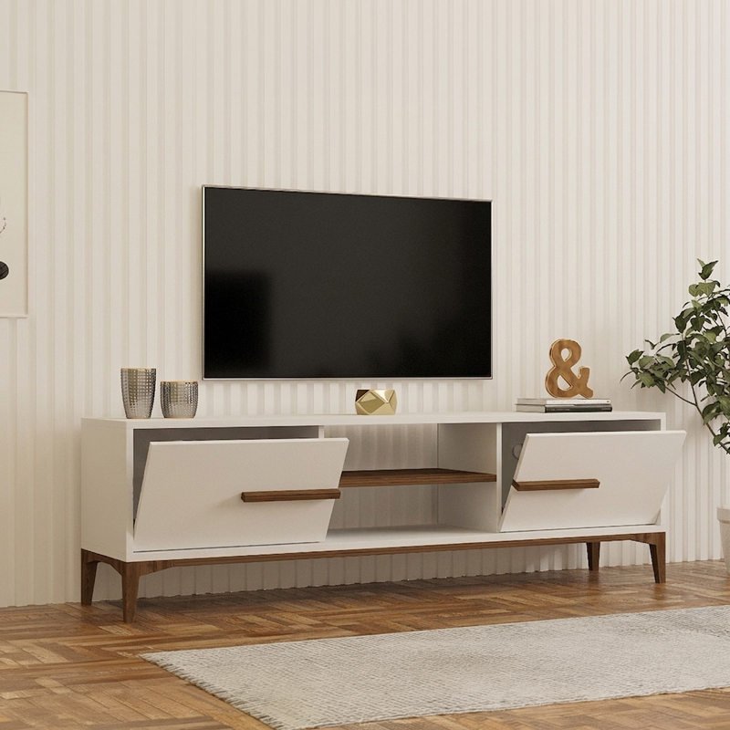 Stendë TV Eslem pakoworld e bardhë me ngjyrë arrë 160x34.6x45cm