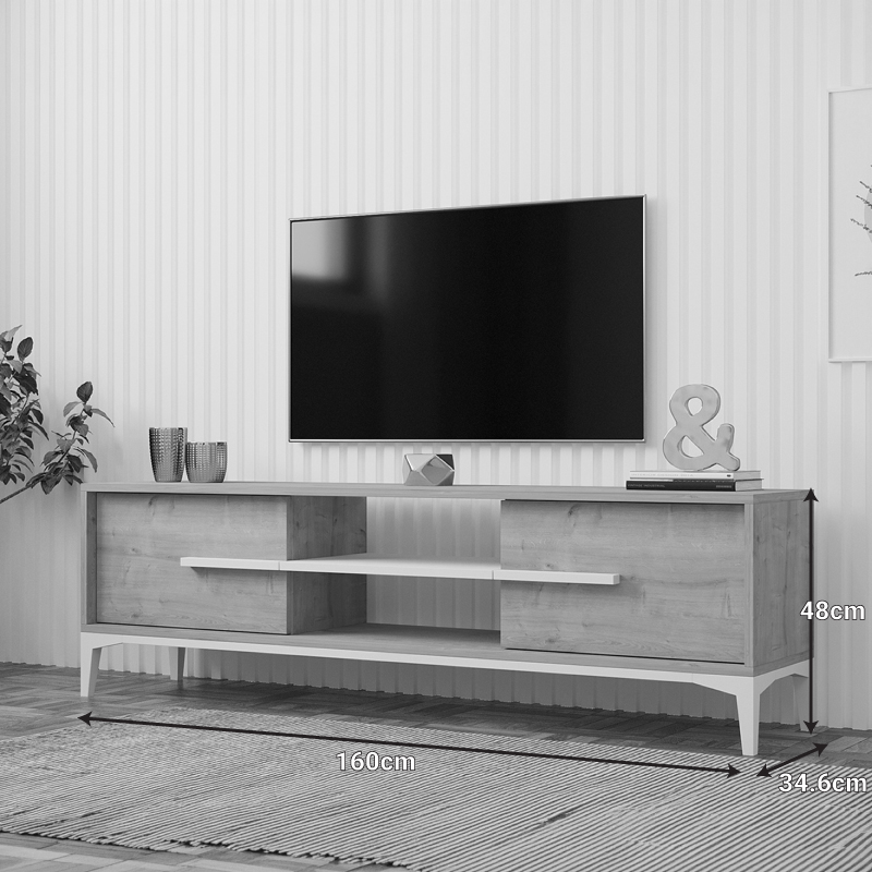 Mbajtëse televizori Eslem pakoworld në ngjyrë natyrale me të bardhë 160x34.6x45cm