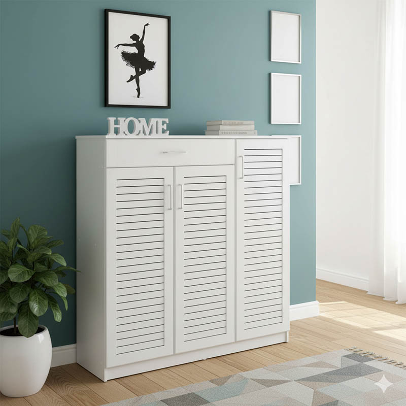 Kabinet këpucësh Sante pakoworld 30 palë e bardhë 120x37x123cm