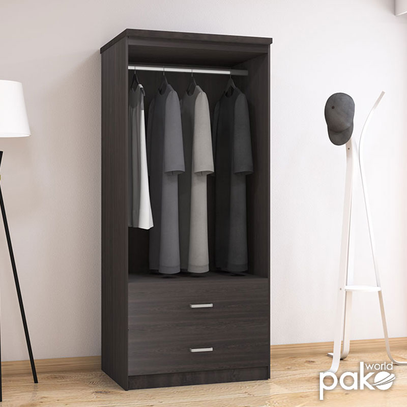 Dollap rrobash Olympus pakoworld me 2 dyer dhe sirtarë në ngjyrë wenge 81x57x183