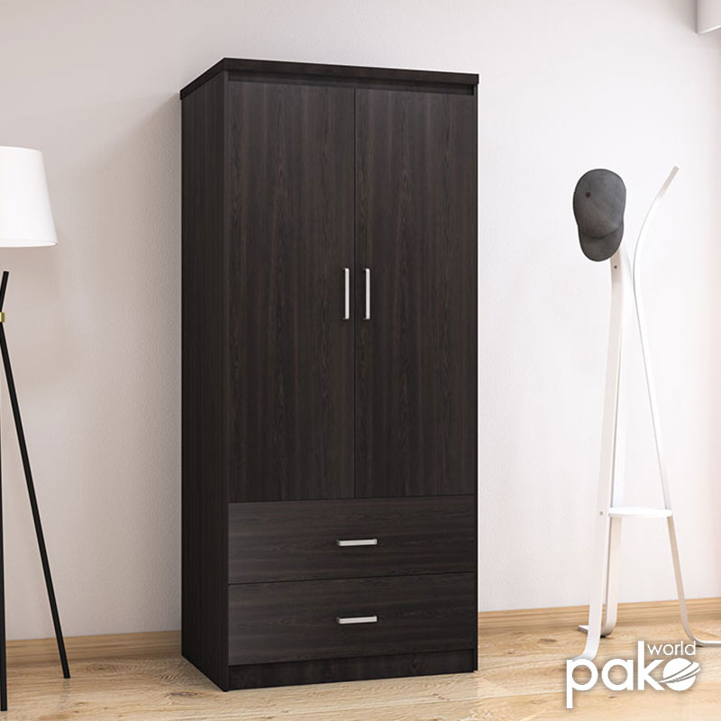 Dollap rrobash Olympus pakoworld me 2 dyer dhe sirtarë në ngjyrë wenge 81x57x183