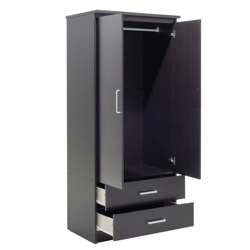 Dollap rrobash Olympus pakoworld me 2 dyer dhe sirtarë në ngjyrë wenge 81x57x183