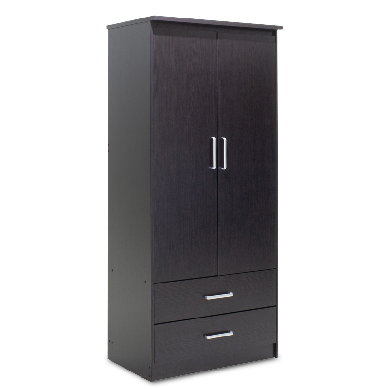 Dollap rrobash Olympus pakoworld me 2 dyer dhe sirtarë në ngjyrë wenge 81x57x183