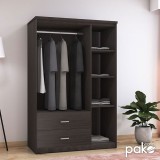 Dollap rrobash Olympus pakoworld me 3 dyer dhe sirtarë+pasqyrë në ngjyrë WENGE 120x57x183