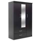 Dollap rrobash Olympus pakoworld me 3 dyer dhe sirtarë+pasqyrë në ngjyrë WENGE 120x57x183