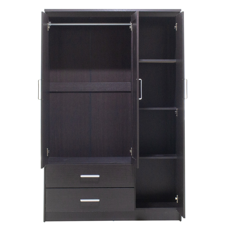 Dollap rrobash Olympus pakoworld me 3 dyer dhe sirtarë+pasqyrë në ngjyrë WENGE 120x57x183