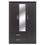Dollap rrobash Olympus pakoworld me 3 dyer dhe sirtarë+pasqyrë në ngjyrë WENGE 120x57x183