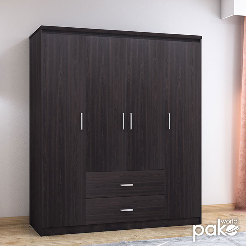 Dollap Olympus pakoworld me 4 dyer dhe sirtarë në ngjyrë WENGE 159x57x183