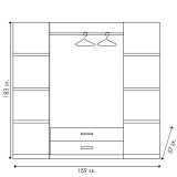 Dollap Olympus pakoworld me 4 dyer dhe sirtarë në ngjyrë WENGE 159x57x183